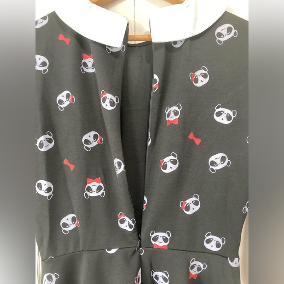 Unique Vintage Retro Black Panda Flare Knee Length Dress Fairygoth Medium - Picture 12 of 14